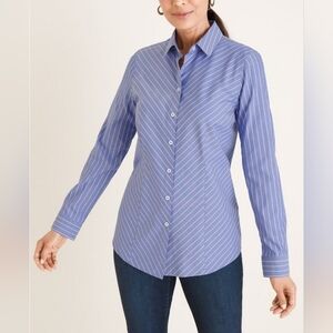 Chicos Womens No Iron Striped Coolmax All Seasons Classic Shirt Sz 3 (16/18)